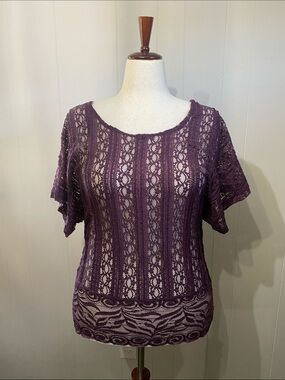 Vanity Plum Lace Batwing Top